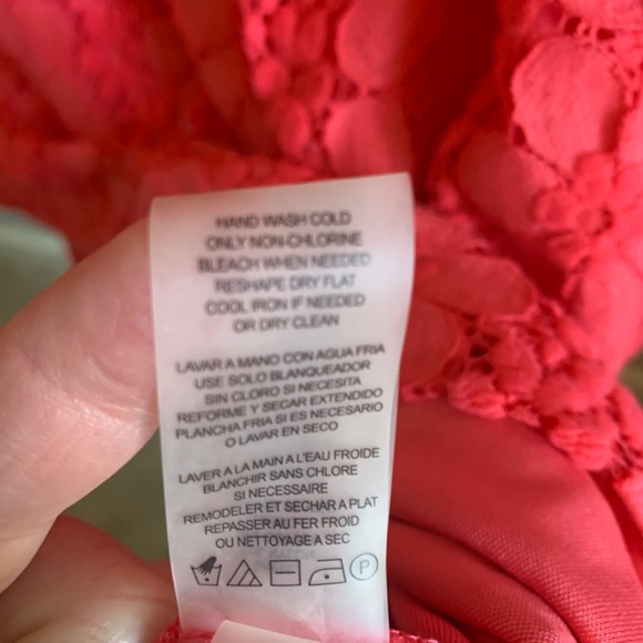 Karl Lagerfeld Dress 12 Women's Pink Short Sleeve Lined Cut Out Floral Back Zip - Picture 12 of 13